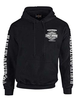Harley-Davidson Men's Lightning Crest Pullover Hooded Sweatshirt, Black