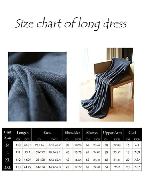 Minibee Women's Long Sleeve Sweater Dresses Pullover Casual Turtleneck Knit Sweater Long Dresses with Pockets