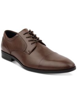 Men's Faux-Leather Lace-Up Cap-Toe Dress Shoes, Created for Macy's