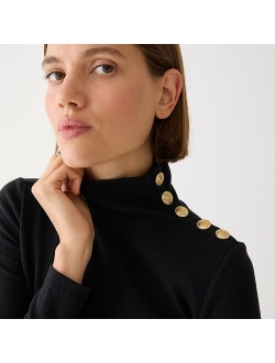 Vintage rib turtleneck with buttons in stripe