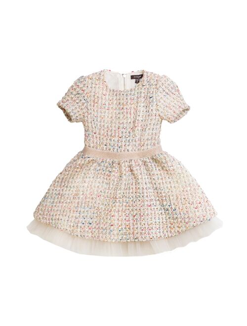 IMOGA COLLECTION Little Girls NOVA FW23 CONFETTI NOVELTY JACQUARD, TWEED, PLEATED MESH DRESS