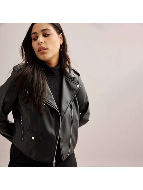 Women's Nine West Faux-Leather Moto Jacket