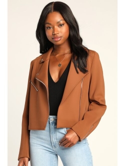 Living On the Edge Taupe Moto Jacket