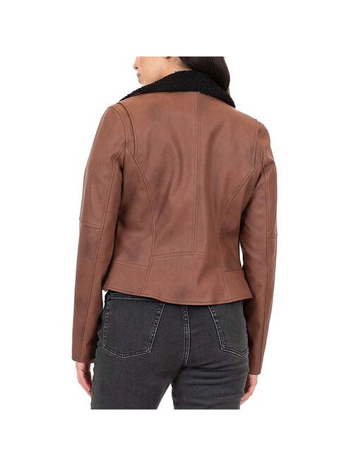 Junior's Coffee Shop Sherpa & Faux Leather Moto Jacket