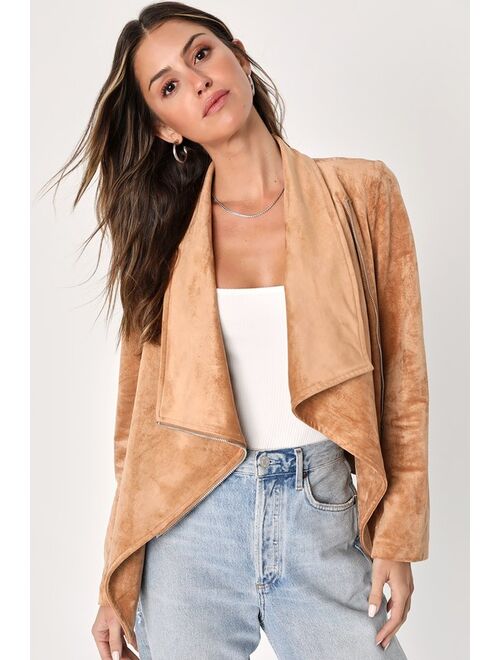 Lulus Wild at Heart Olive Green Vegan Suede Moto Jacket