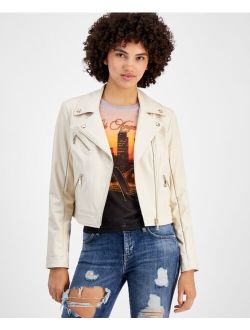 Women's Venom Faux-Leather Cropped Moto Jacket