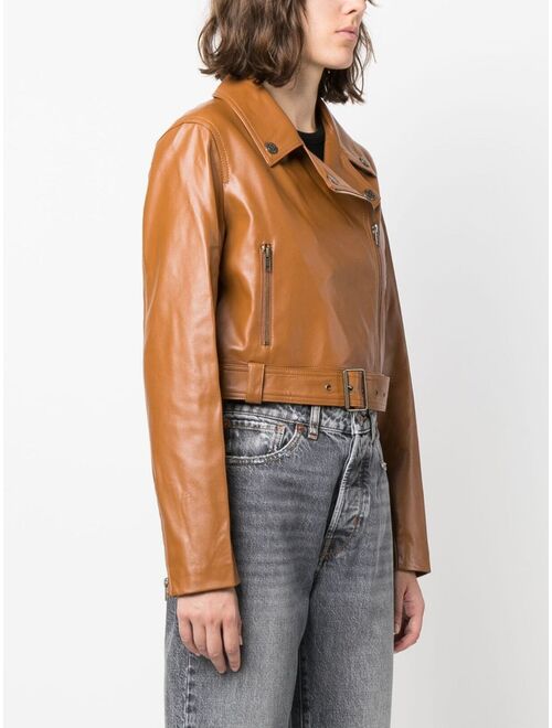 TWINSET zip-up faux-leather biker jacket