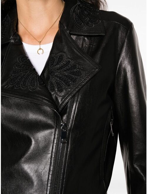 TWINSET embroidered-design biker jacket