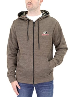 Men's Marled Full Zip Hooded Sweatshirt with Embroidered Chest Logo