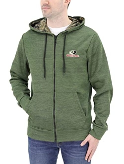 Men's Marled Full Zip Hooded Sweatshirt with Embroidered Chest Logo