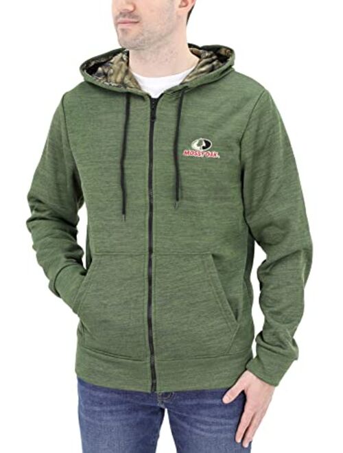 Mossy Oak Men's Marled Full Zip Hooded Sweatshirt with Embroidered Chest Logo