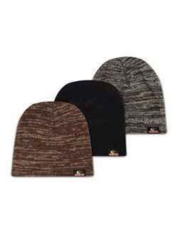 Rib Knitted Womens & Mens Hats - Warm and Cozy Beanie Hat - Unisex Winter Hat-3pack