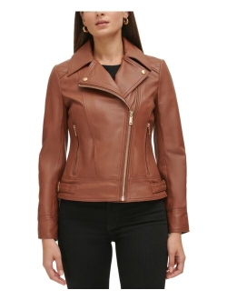 Women's Quilted-Sleeve Leather Moto Coat, Regular & Petite, Created for Macy's