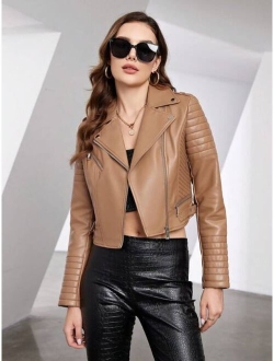 ZIAI General Zip Up PU Leather Moto Jacket