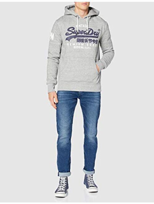 Superdry Mens Vintage Logo Hoodie, Slim Fit, Drawstring Hood