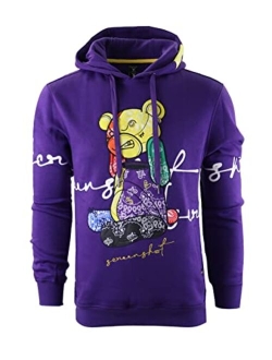 SCREENSHOT Mens Urban Premium Fleece Hoodie - Animation Cartoon Character Embroidery Patch Gel Print Hooded Sweatshirt