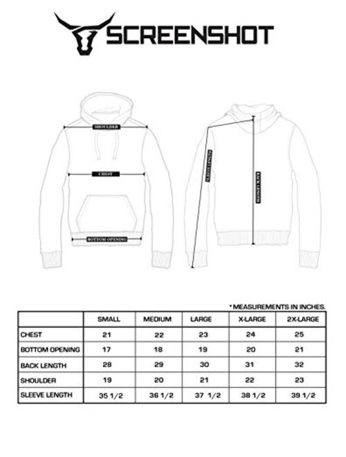 SCREENSHOT Mens Urban Premium Fleece Hoodie - Animation Cartoon Character Embroidery Patch Gel Print Hooded Sweatshirt