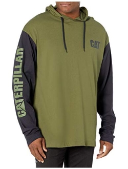 Men's Hooded Banner Long Shirts with UPF 50 Protection, Moisture Control and Cat Logo on Sleeve