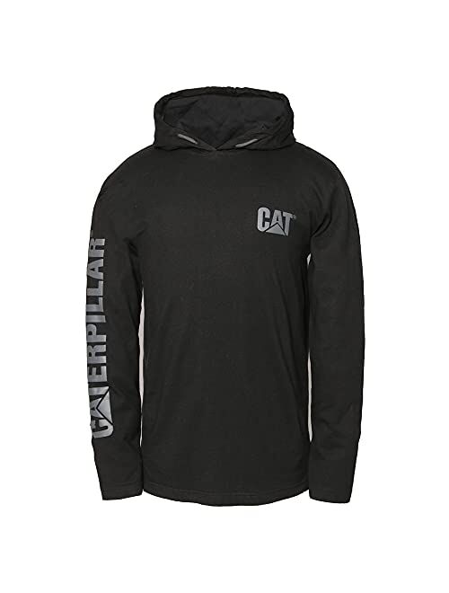 Caterpillar Men's Hooded Banner Long Shirts with UPF 50 Protection, Moisture Control and Cat Logo on Sleeve