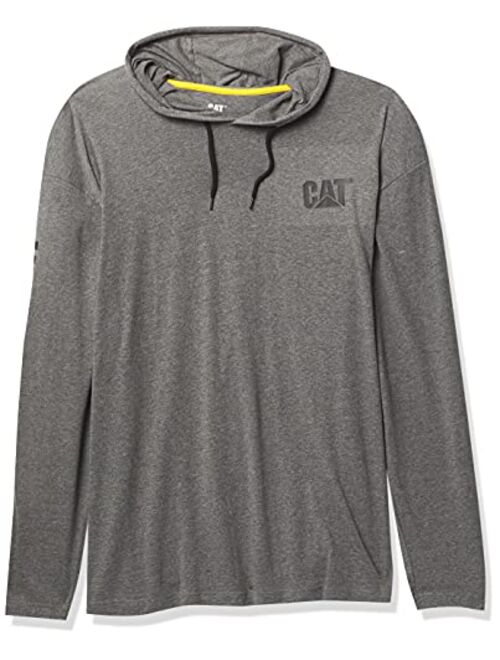 Caterpillar Men's Hooded Banner Long Shirts with UPF 50 Protection, Moisture Control and Cat Logo on Sleeve