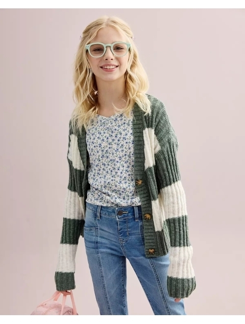 Girls 6-20 SO Slub Rib Boxy Cardigan in Regular & Plus Size