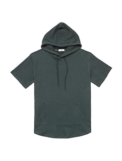 DubinikShort Sleeve Hoodie Lightweight Soft Cotton Moisture Wicking Kangaroo Pocket Short Sleeve Hoodie For Men