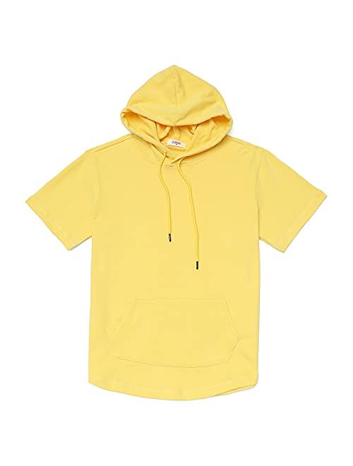 DubinikShort Sleeve Hoodie Lightweight Soft Cotton Moisture Wicking Kangaroo Pocket Short Sleeve Hoodie For Men