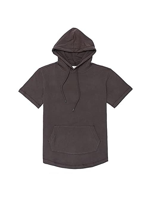 DubinikShort Sleeve Hoodie Lightweight Soft Cotton Moisture Wicking Kangaroo Pocket Short Sleeve Hoodie For Men