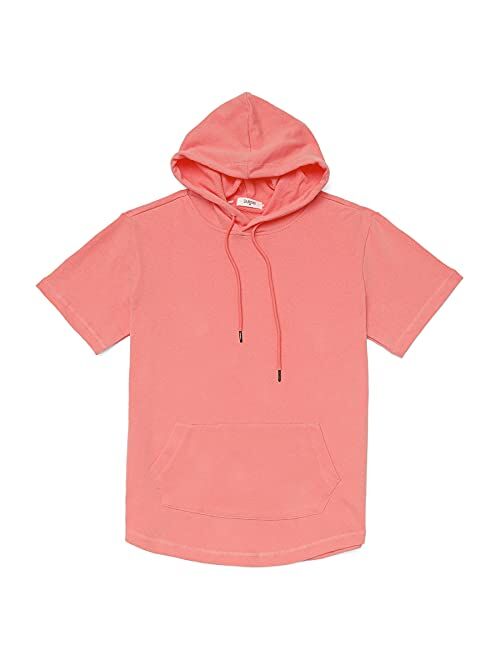 DubinikShort Sleeve Hoodie Lightweight Soft Cotton Moisture Wicking Kangaroo Pocket Short Sleeve Hoodie For Men