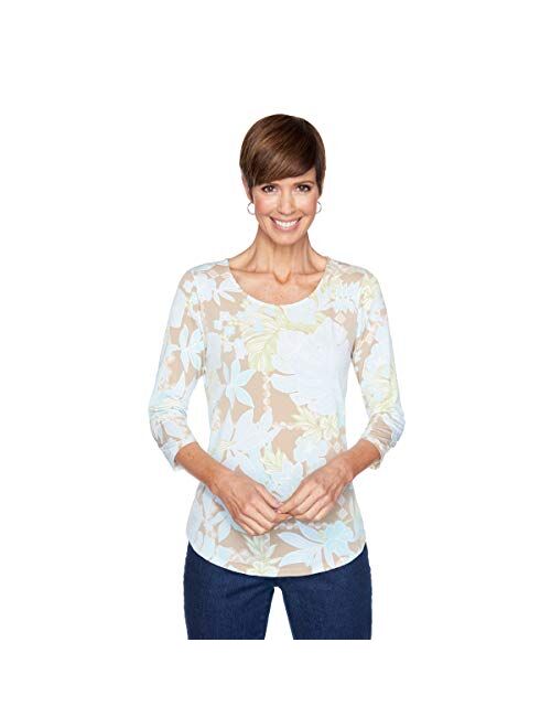 Ruby Rd. Women's Petite Eclectic Floral Puff Top