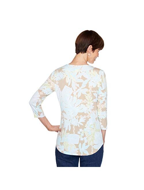 Ruby Rd. Women's Petite Eclectic Floral Puff Top