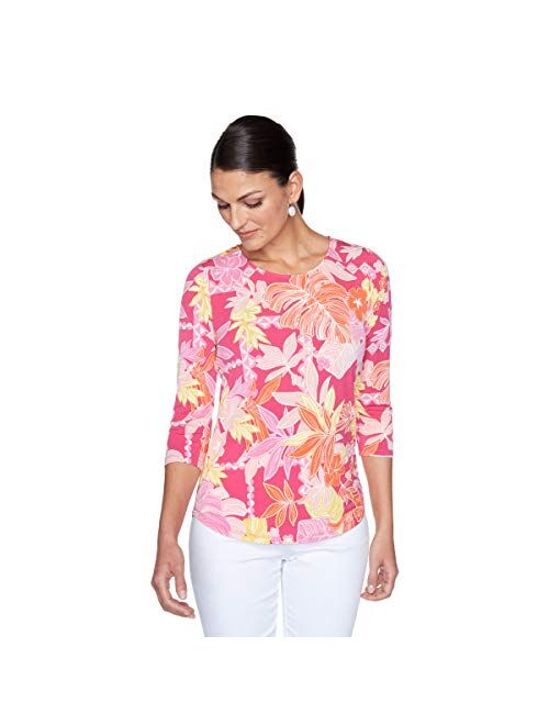 Ruby Rd. Women's Petite Eclectic Floral Puff Top