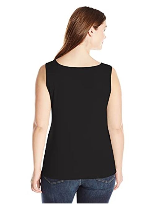 Ruby Rd. Women's Plus-Size 1x1 Rib Square Neck Sleeveless Tank