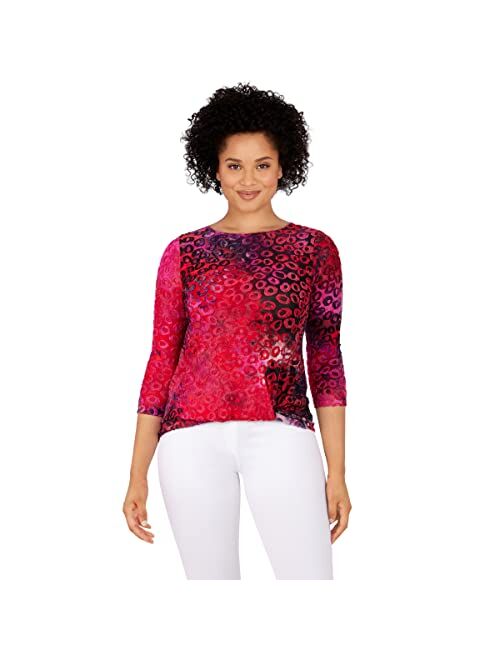 Ruby Rd. Womens Womens Animal Jacquard Twist Top