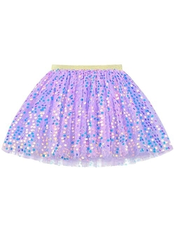 KEREDA Baby Girls Layered Tutu Skirt Sparkling Sequin Tulle Dance Skirts 1-12 Years