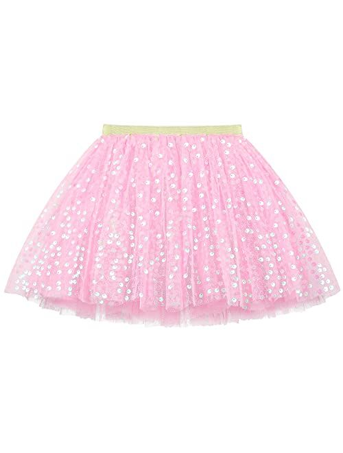 KEREDA Baby Girls Layered Tutu Skirt Sparkling Sequin Tulle Dance Skirts 1-12 Years