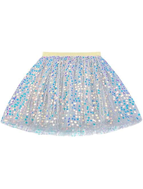 KEREDA Baby Girls Layered Tutu Skirt Sparkling Sequin Tulle Dance Skirts 1-12 Years