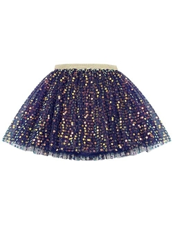 JOCMIC Girls Tutu Skirt Layered Sequin Skirts Tulle Dance Skirt for Party 1-12Y Toddler Little Girls