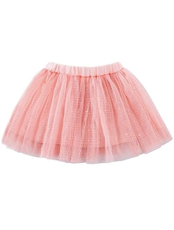 Tortoise & Rabbit Soft Plaid Tulle Tutu Skirt for Toddlers Girls Princess Dress Up 1-10 Years