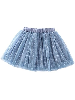 Tortoise & Rabbit Soft Plaid Tulle Tutu Skirt for Toddlers Girls Princess Dress Up 1-10 Years