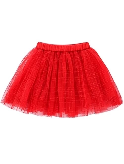 Tortoise & Rabbit Soft Plaid Tulle Tutu Skirt for Toddlers Girls Princess Dress Up 1-10 Years