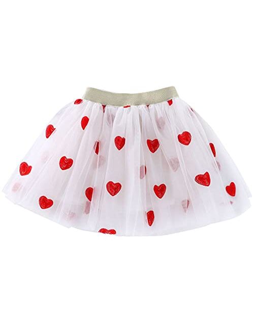 Tortoise & Rabbit Embroidery Tulle Tutu Skirt with Heart Cherry Pineapple for Girls 1-10 Years