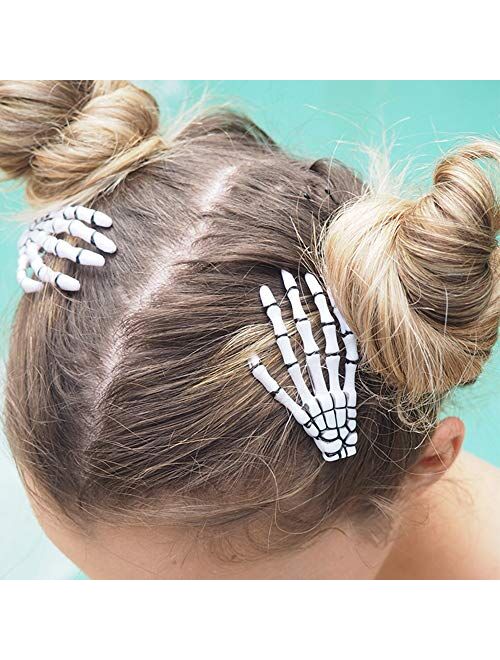 Daljiafa Halloween Skeleton Claws Hair Clips Skull Hand Barrettes Zombie Bone Claw Hair Clip Women Horror Party Decoration Cosplay Costume Headpiece Hairpin Hair Pin Cute