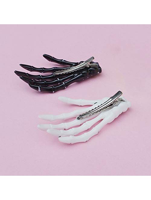 Daljiafa Halloween Skeleton Claws Hair Clips Skull Hand Barrettes Zombie Bone Claw Hair Clip Women Horror Party Decoration Cosplay Costume Headpiece Hairpin Hair Pin Cute