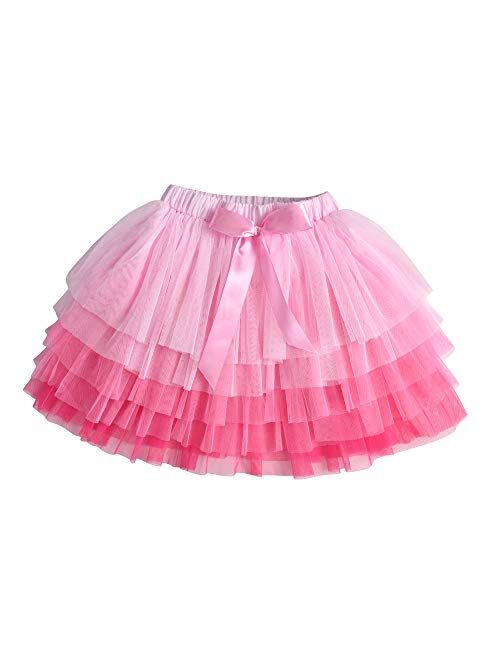 DXTON Girls Rainbow Flower Tulle Skirt Toddler Tutu Girls Clothes