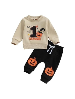 wybzd ToddlerBaby Boy Halloween Outfits Cute Pumpkin Sweatshirt Top andPant Set Infant Long Sleeve Clothes