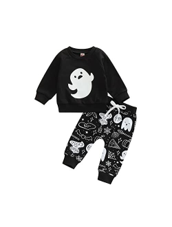 wybzd ToddlerBaby Boy Halloween Outfits Cute Pumpkin Sweatshirt Top andPant Set Infant Long Sleeve Clothes