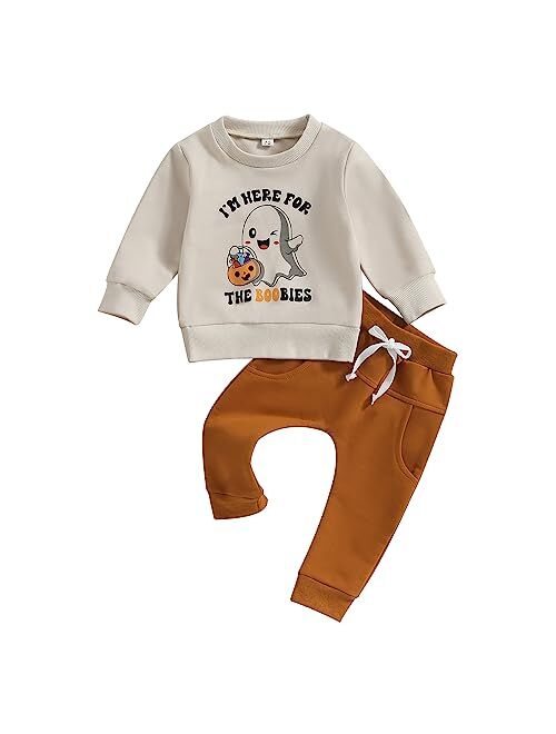 DNOMAID YZARC Halloween Toddler Baby Boy Outfit Mama's Pumpkin Long Sleeve Sweatshirt Casual Pants Set 2Pcs Halloween Clothes