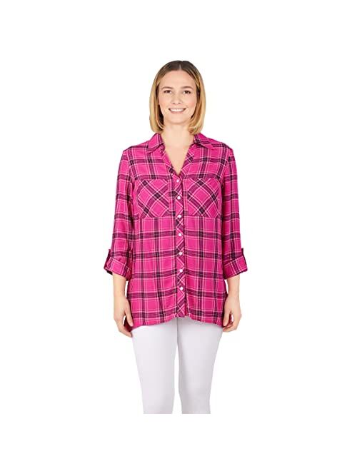 Ruby Rd. Womens Womens Flannel Top