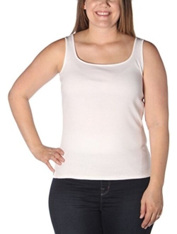 Women's Plus-Size 1X1 Rib Square-Neck Sleeveless Tank